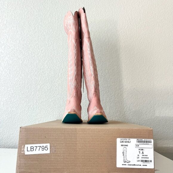 Lane LEXINGTON Over the Knee Womens Cowboy Boots 7.5 Pink Western Cowgirl Tall - Picture 15 of 16